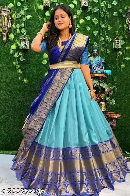 NEW DESIGNED FANCY HALF SAREE LAHENGA
