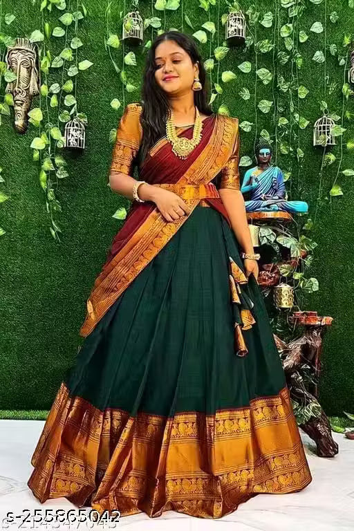 NEW DESIGNED FANCY HALF SAREE LAHENGA