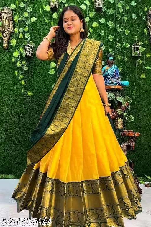 NEW DESIGNED FANCY HALF SAREE LAHENGA