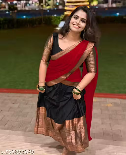 South Indian Pattu Lehenga Hlaf Saree For Women