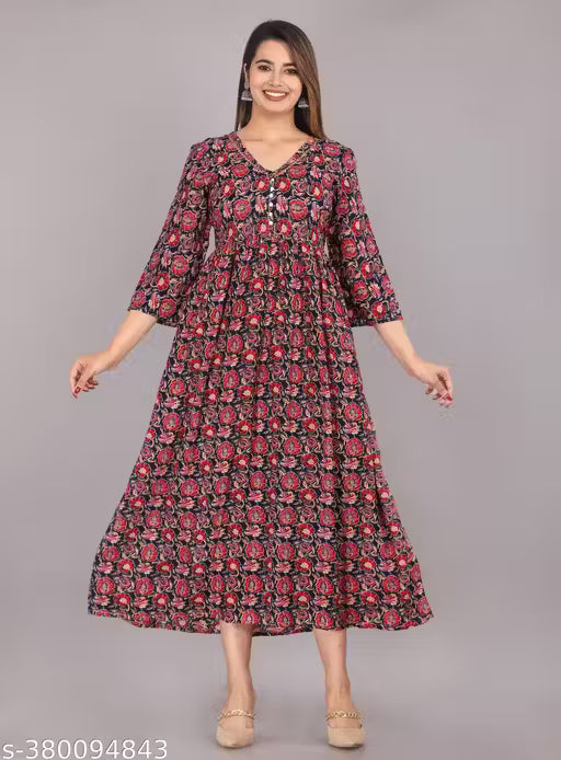 Printed Pom-Pom Anarkali