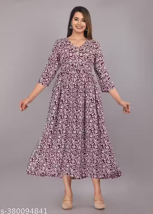 Printed Pom-Pom Anarkali