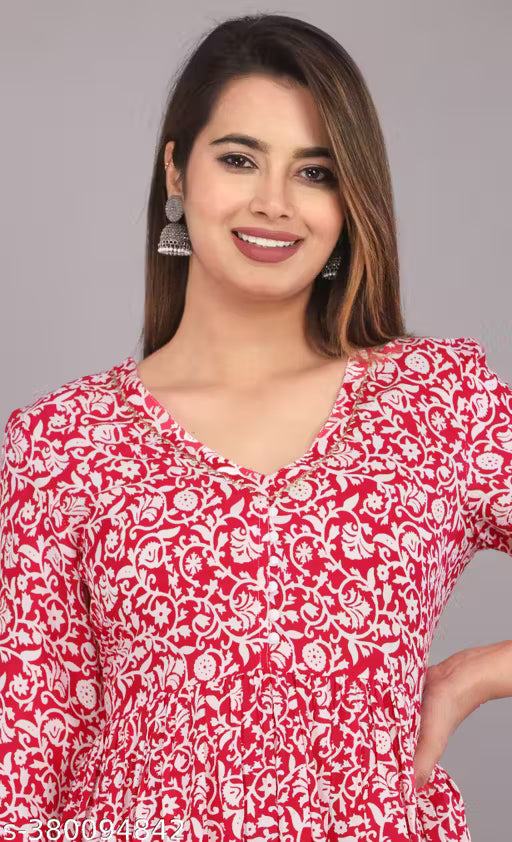 Printed Pom-Pom Anarkali