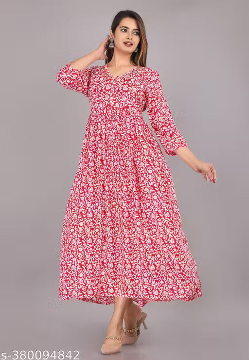 Printed Pom-Pom Anarkali