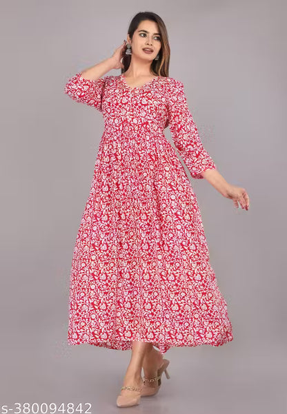 Printed Pom-Pom Anarkali
