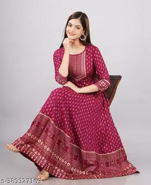 EMBROEDARY RAYON ANARKALI LONG KURTI