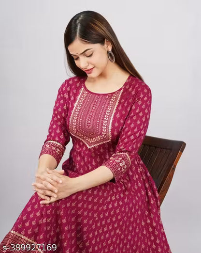 EMBROEDARY RAYON ANARKALI LONG KURTI