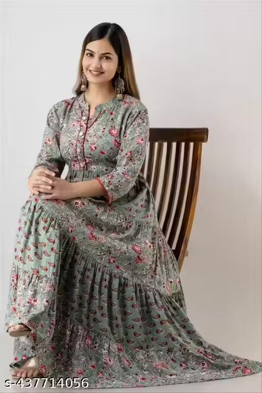 Cotton long kurti collar anarkali kurti anarkali suit for women