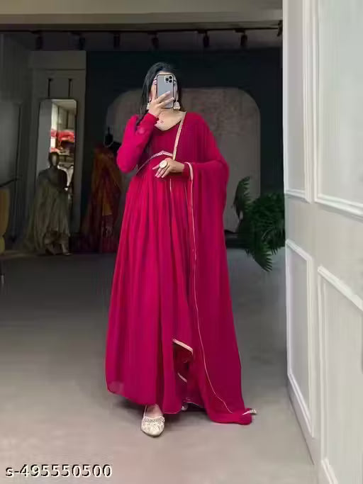 New trandy gown with super fabrics colotur with shaded Alluring Kurtis