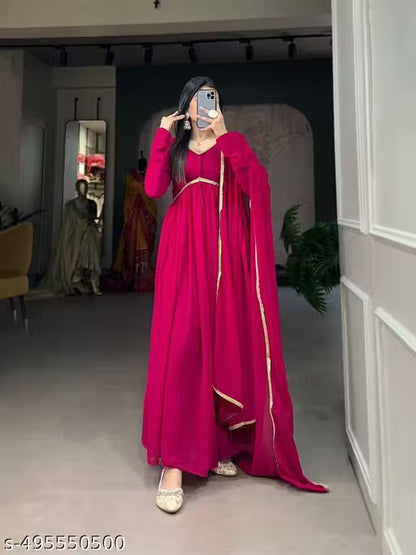 New trandy gown with super fabrics colotur with shaded Alluring Kurtis