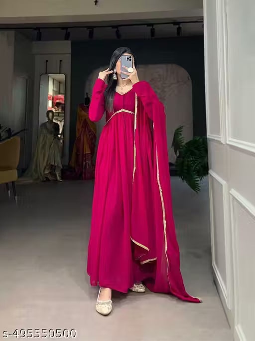 New trandy gown with super fabrics colotur with shaded Alluring Kurtis