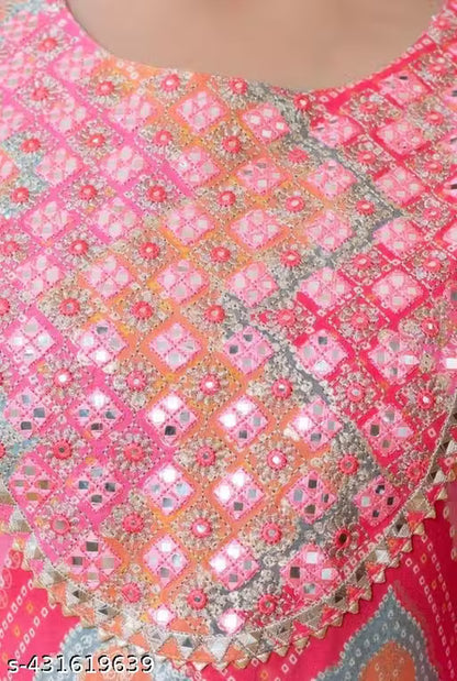 EMBROEDARY RAYON ANARKALI LONG KURTI