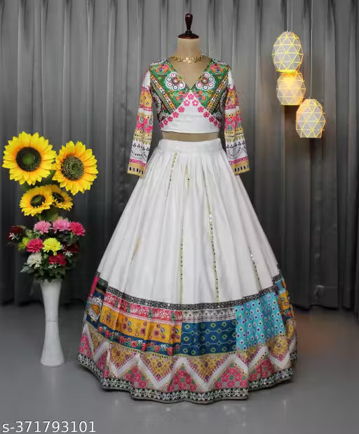 Women's Designer Mirror Work Lahenga Choli With Dupatta