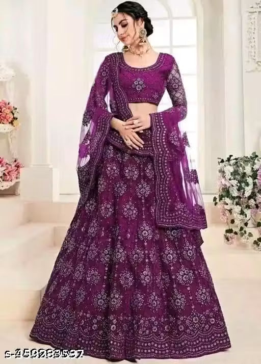Embroidered Lehenga Choli Set with Dupatta for girls and womens