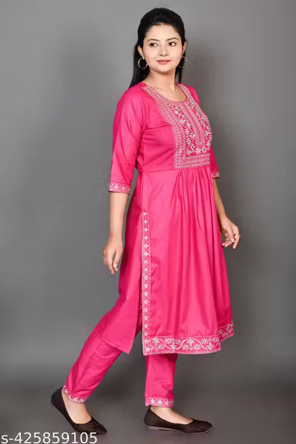 Women stylish and trendy ethnic cotton embroidered kurti