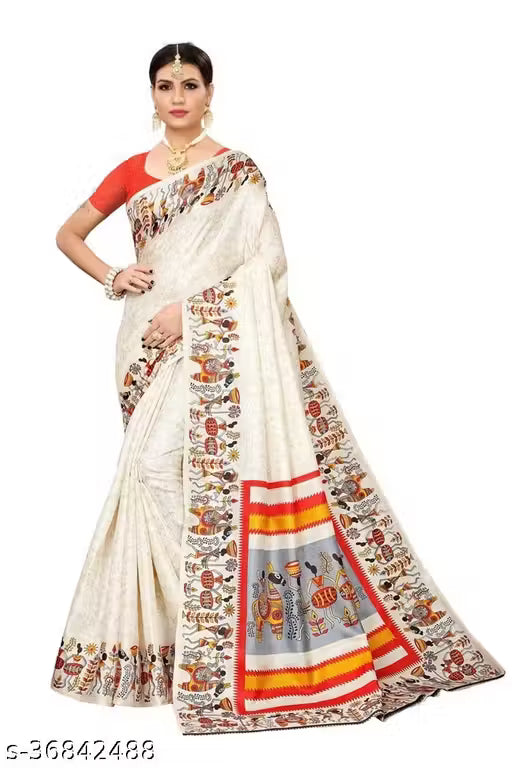 Silk White Saree With Blouse