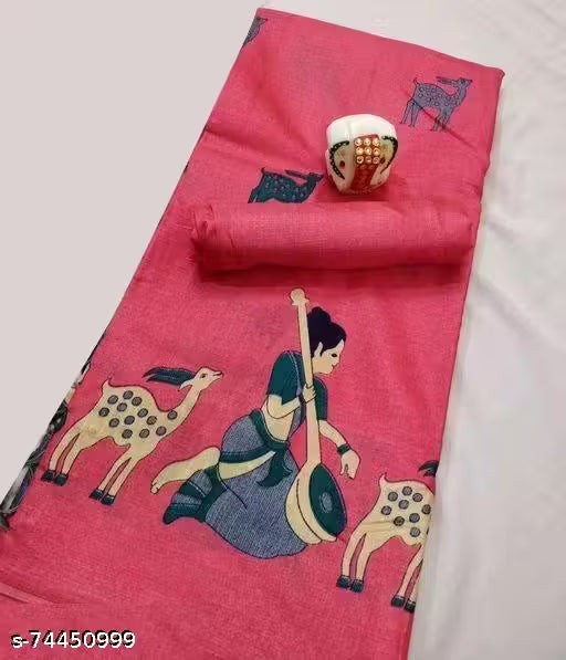 Silk Pink Tassels and Latkans Saree With Blouse