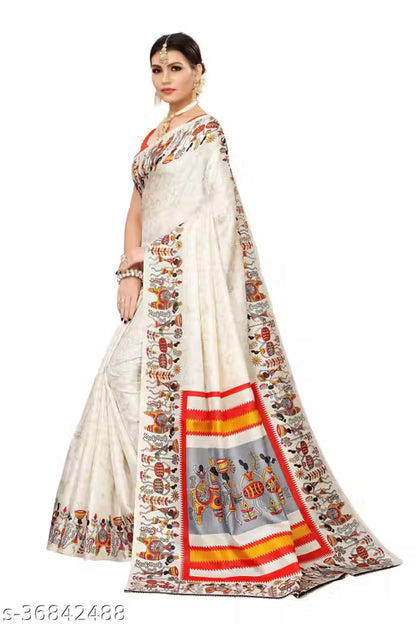 Silk White Saree With Blouse