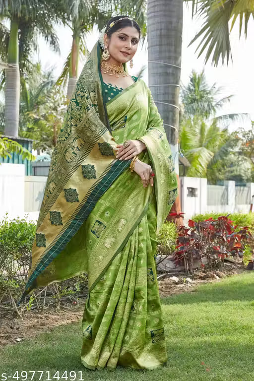 cotton silk jacquard saree with unstitched blouse
