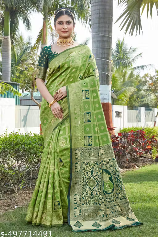 cotton silk jacquard saree with unstitched blouse