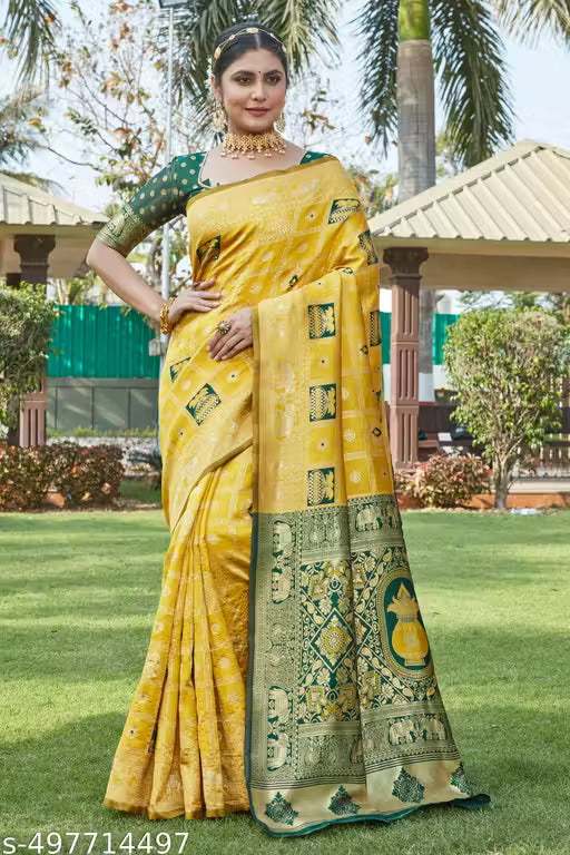 cotton silk jacquard saree with unstitched blouse