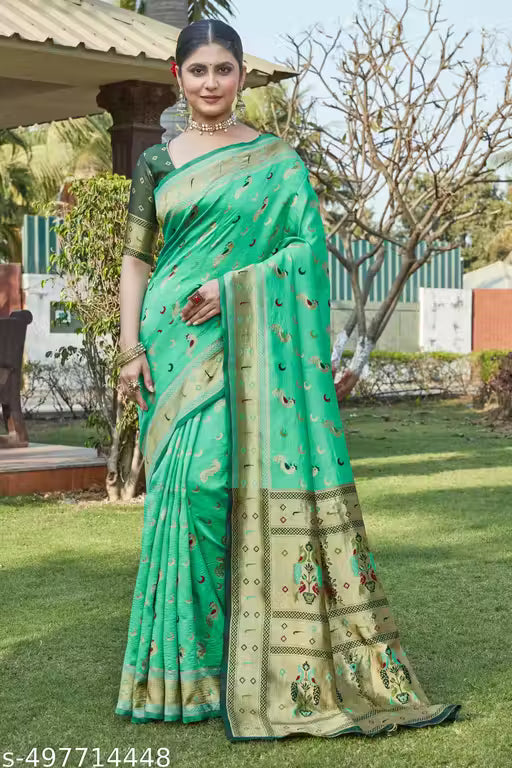 cotton silk jacquard saree with unstitched blouse