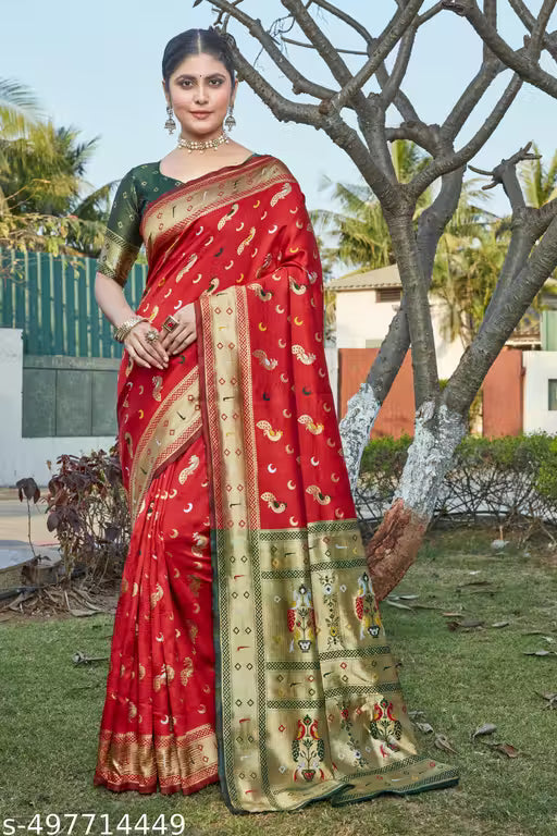 cotton silk jacquard saree with unstitched blouse