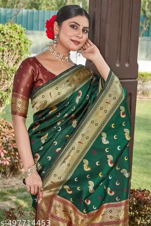 cotton silk jacquard saree with unstitched blouse