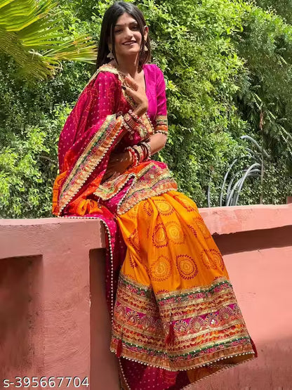 Bandhani Saree With Lace Border And Unstitched Blouse Piece