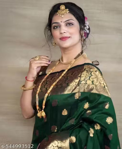 Banarasi Silk Saree with Golden Zari Border