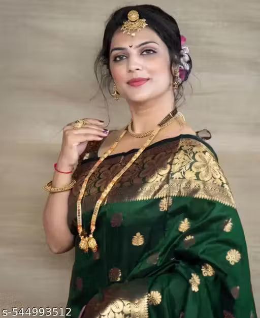 Banarasi Silk Saree with Golden Zari Border